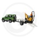 Bruder Land Rover džipas su priekaba, JCB kastuvu ir statybininku