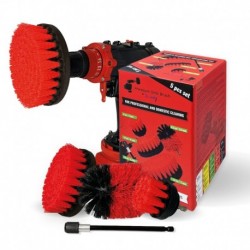 Profesionalus valymo šepetys Premium Drill Brush 5vnt.- kietas, raudonas, 13 cm